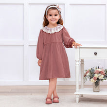 Load image into Gallery viewer, Mauve Velvet Girl's Dress – Lace Collar Special Occasion