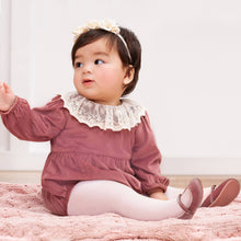 Load image into Gallery viewer, Mauve Velvet Baby Romper – Lace Collar Special Occasion