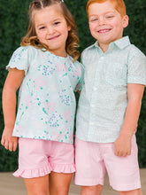 Load image into Gallery viewer, Girls Pink Knit Ruffle Trim Shorts