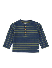 Load image into Gallery viewer, Navy & Dusty Green Stripe Knot Long Sleeve Tee