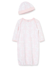 Load image into Gallery viewer, Pink Damask Sleep Gown & Hat