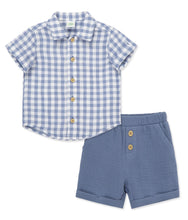 Load image into Gallery viewer, Gauze Check Shirt & Short Set