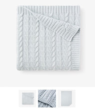 Load image into Gallery viewer, Soft Blue Leaf Knit Baby Blanket