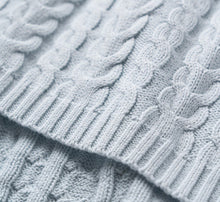 Load image into Gallery viewer, Soft Blue Leaf Knit Baby Blanket