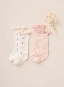 Floral Knee Socks by Elegant Baby