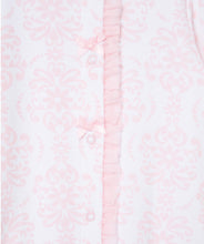 Load image into Gallery viewer, Pink Damask Scroll Footie Romper & Hat