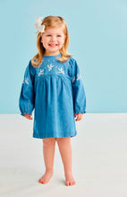 Load image into Gallery viewer, Blue & White Floral Denim Dress by Mud Pie