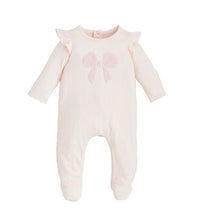 Load image into Gallery viewer, Pink Boucle Bow Sleeper by Mud Pie