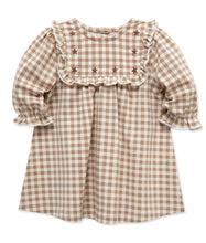 Load image into Gallery viewer, Organic Beige Gingham Western Dress