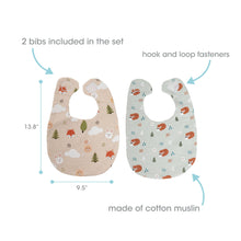 Load image into Gallery viewer, Woodland Muslin Cotton Bib Set, Set Of 2