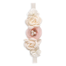 Load image into Gallery viewer, Girl's Headband with Faux Flowers  & Pearls