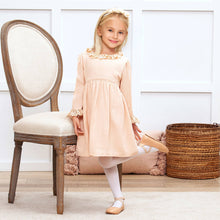 Load image into Gallery viewer, Lace Trim Linen Dress – Soft Beige Special Occasion Style
