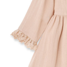 Load image into Gallery viewer, Lace Trim Linen Dress – Soft Beige Special Occasion Style
