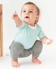 Load image into Gallery viewer, Aqua Stripe Short Sleeve Bodysuit
