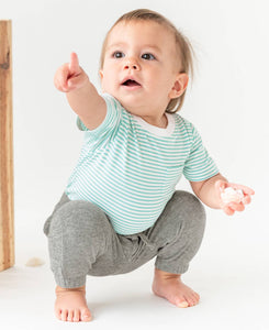Aqua Stripe Short Sleeve Bodysuit