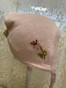 Knit Bonnet with Flowers by Elegant Baby
