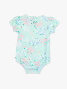 Baby Girls Mint Meadow Knit Puff Short Sleeve Bodysuit