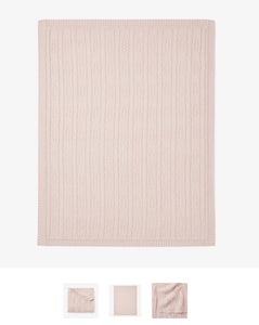 Blush Pink Leaf Knit Baby Blanket by Elegant Baby
