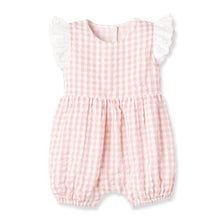 Load image into Gallery viewer, Pink Gingham Bubble Romper
