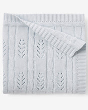 Load image into Gallery viewer, Soft Blue Leaf Knit Baby Blanket
