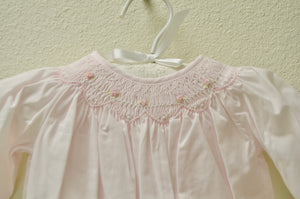 Petit Ami Newborn Smocked Pink Romper with Bonnet