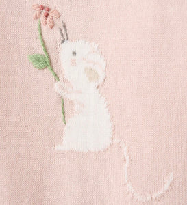 Blush Meadow Mouse Knit Footed Jumper by Elegant Baby
