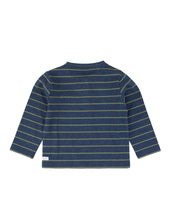 Load image into Gallery viewer, Navy &amp; Dusty Green Stripe Knot Long Sleeve Tee
