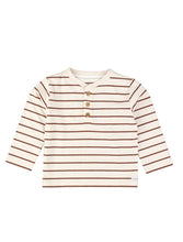 Load image into Gallery viewer, Heather Oatmeal &amp; Brown Stripe T-Shirt
