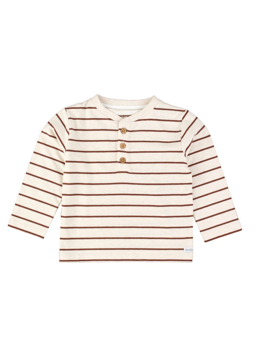 Heather Oatmeal & Brown Stripe T-Shirt