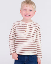 Load image into Gallery viewer, Heather Oatmeal &amp; Brown Stripe T-Shirt
