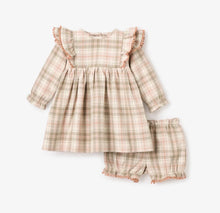 Load image into Gallery viewer, Plaid Flannel Ruffle Dress &amp; Bloomer by Elegant Baby
