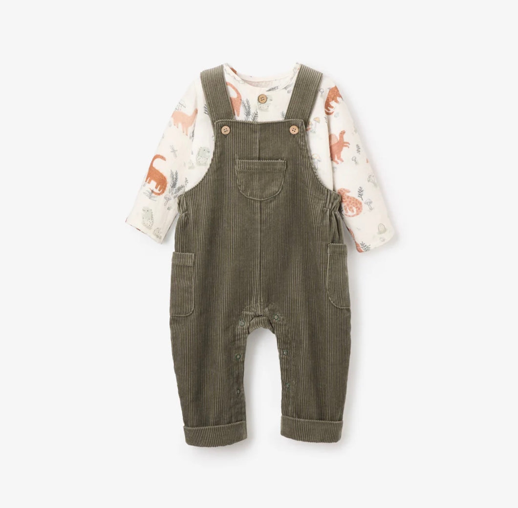 Dinosaur Organic Top & Corduroy Overalls by Elegant Baby