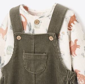 Dinosaur Organic Top & Corduroy Overalls by Elegant Baby