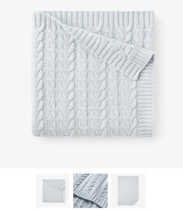 Soft Blue Leaf Knit Baby Blanket