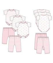 Load image into Gallery viewer, Organic Pink 5 piece onesie &amp; pant set
