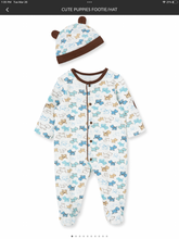 Load image into Gallery viewer, Puppy Footed Romper &amp; Hat
