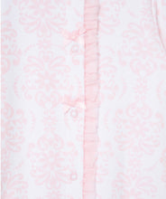 Load image into Gallery viewer, Pink Damask Scroll Footie Romper &amp; Hat
