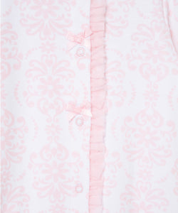 Pink Damask Scroll Footie Romper & Hat