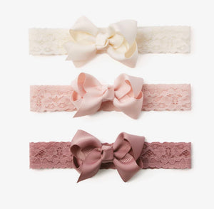 Pink Lace Baby Girl Headbands 3 pack