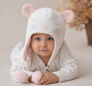 Whisper White Mouse Aviator Hat