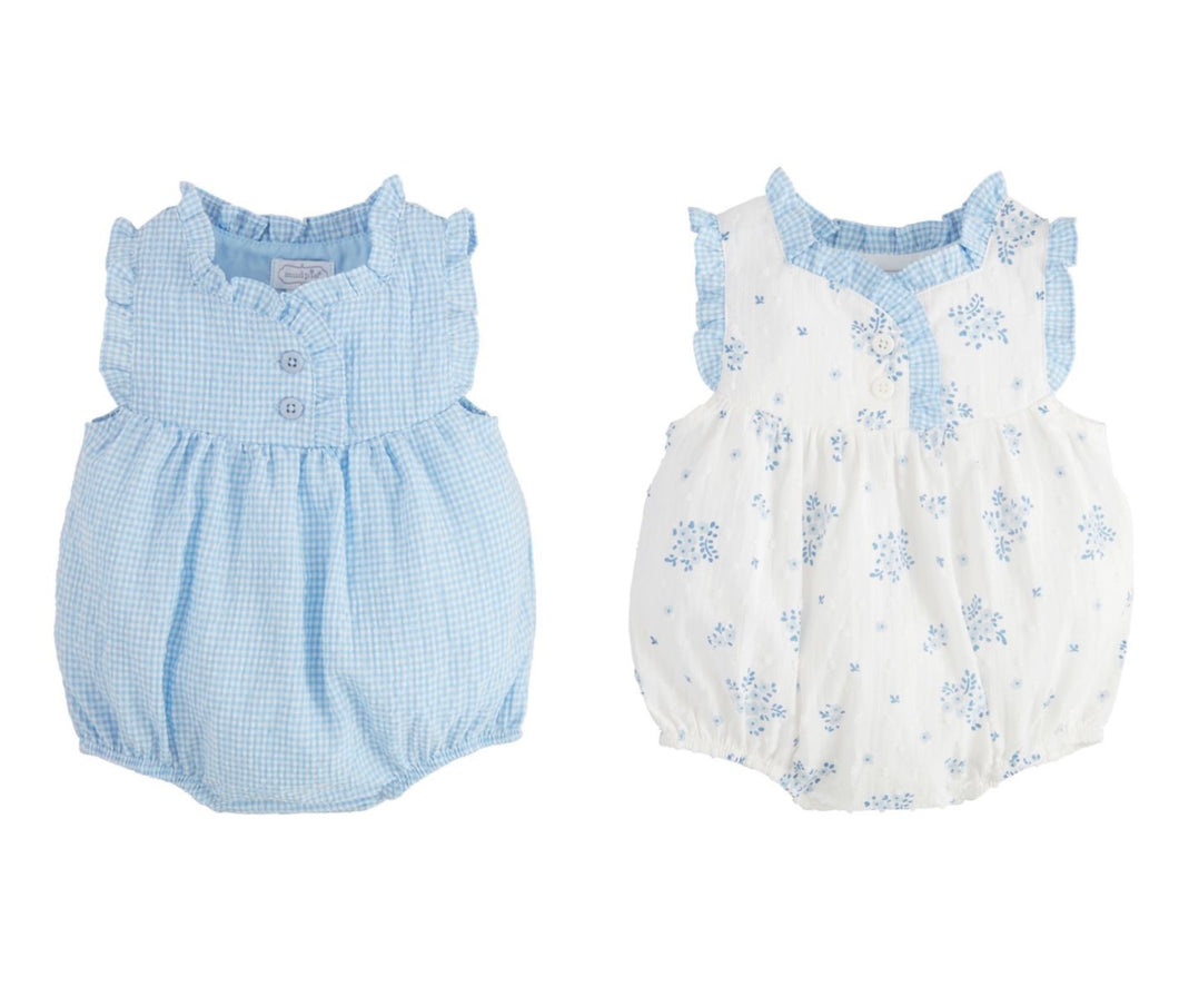 Blue & Floral Gingham Bubble by Mud Pie