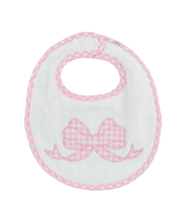 Pink Gingham Bow Bib by Mud Pie