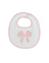Load image into Gallery viewer, Pink Boucle Bow Bib by Mud Pie
