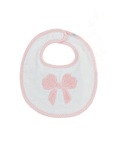 Pink Boucle Bow Bib by Mud Pie