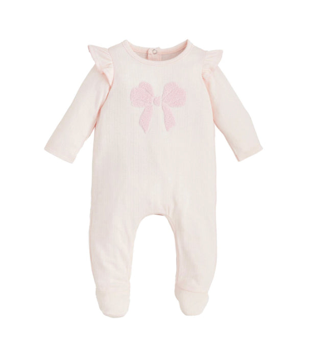 Pink Boucle Bow Sleeper by Mud Pie