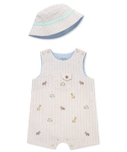 Load image into Gallery viewer, Seersucker Safari Sunsuit and Hat
