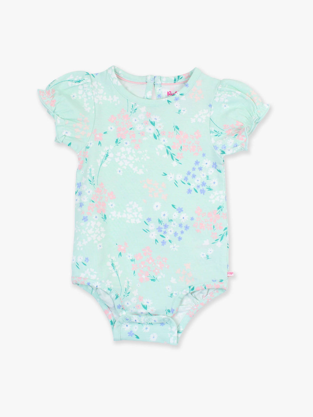 Baby Girls Mint Meadow Knit Puff Short Sleeve Bodysuit
