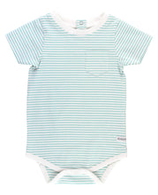 Load image into Gallery viewer, Aqua Stripe Short Sleeve Bodysuit
