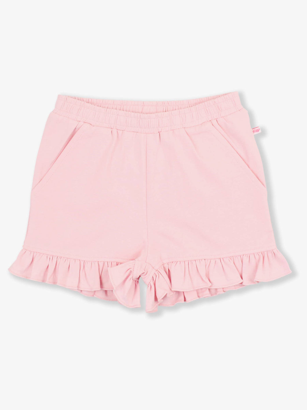 Girls Pink Knit Ruffle Trim Shorts