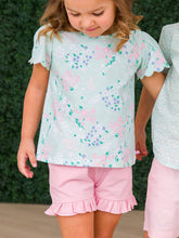 Load image into Gallery viewer, Girls Pink Knit Ruffle Trim Shorts
